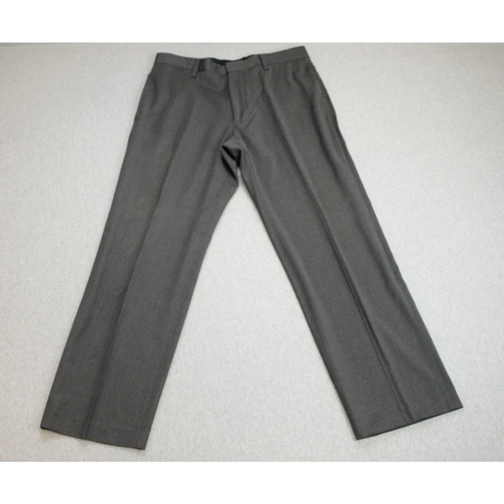 Banana Republic Pants Mens 34‎ x 30 Gray 100% Wool Straight Leg Pleated